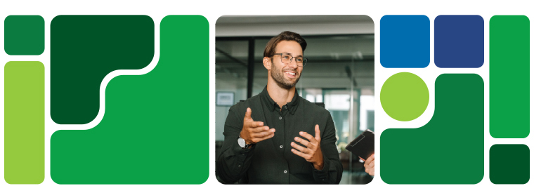 Solid color shapes around business people in meetings